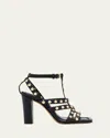 Ulla Johnson Bijou Studded Caged Block-heel Sandals In Black