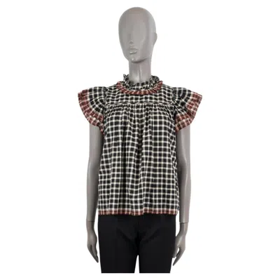 Pre-owned Ulla Johnson Black & White Cotton 2022 Arabel Check Blouse Shirt S