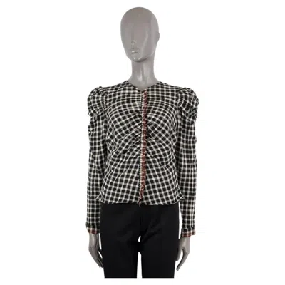 Pre-owned Ulla Johnson Black & White Cotton 2022 Blair Check Blouse Shirt S