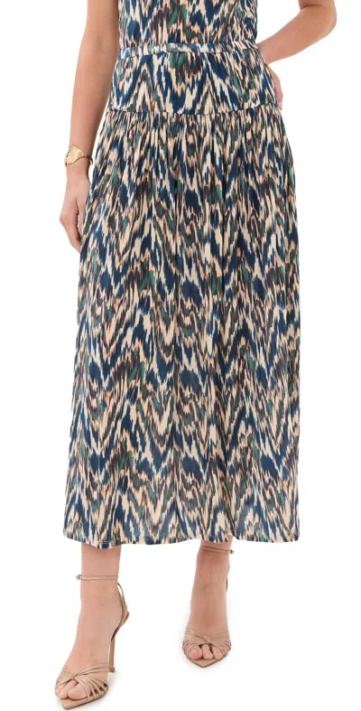 Ulla Johnson Blanche Pull On Midi Skirt Riverslate In Multi