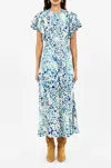 Ulla Johnson Blithe Flutter Sleeve Dress In Atlantic In Blue