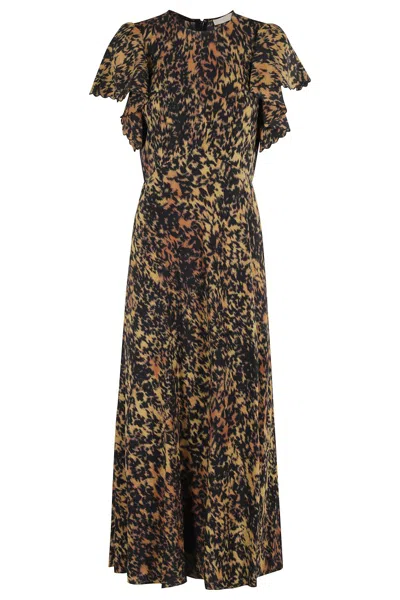 Ulla Johnson Blithe Flutter Sleeve Midi Dress In Multi