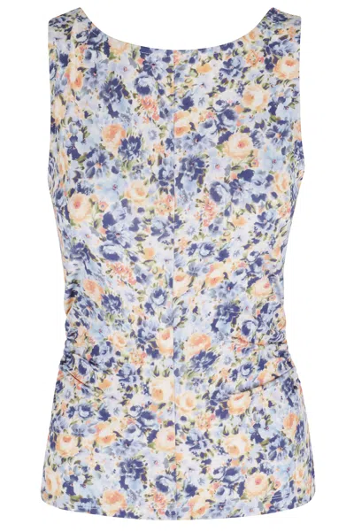 Ulla Johnson Blue Loulou Open-back Floral-print Rayon Tank Top