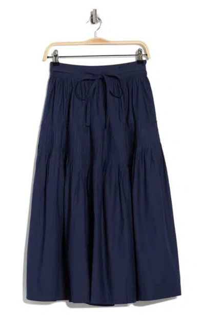 Ulla Johnson Blythe Cotton Poplin Midi Skirt In Blue