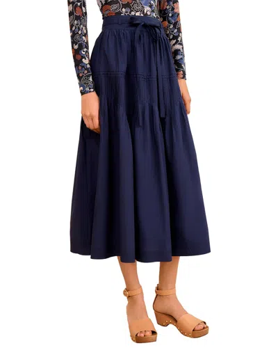 Ulla Johnson Blythe Cotton Poplin Midi Skirt In Blue