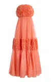 Ulla Johnson Blythe Strapless Silk Gown In Orange