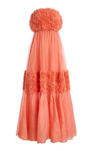 Ulla Johnson Blythe Strapless Silk Gown In Orange