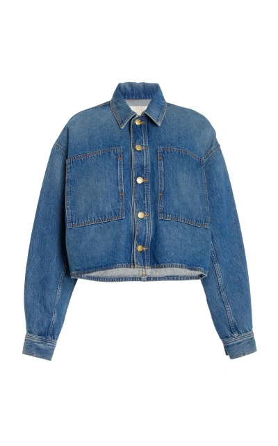 Ulla Johnson Bobbi Cropped Cotton Denim Jacket In Danube
