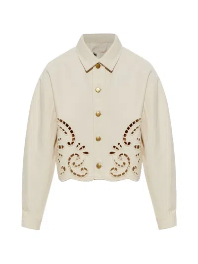 Ulla Johnson Bobbi Cut-out Denim Jacket In Neutral