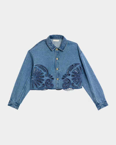 Ulla Johnson Bobbi Embroidered Denim Jacket In Blue