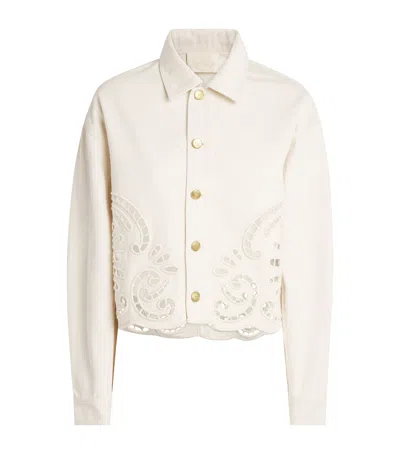 Ulla Johnson Bobbi Eyelet Denim Jacket In Ivory