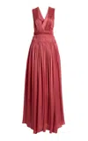 Ulla Johnson Boheme Pleated Silk Gown In Pink