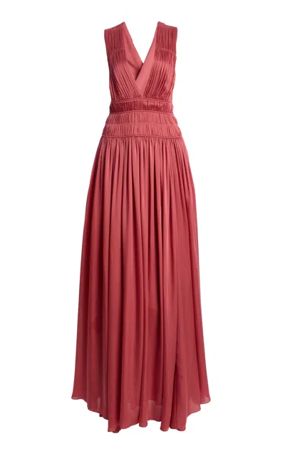 Ulla Johnson Boheme Pleated Silk Gown In Pink