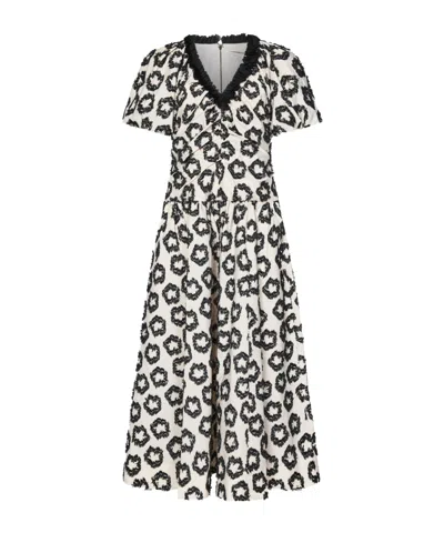 Ulla Johnson Border Embellishment Pleated Embroidery Jacquard Dress In White