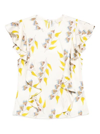 ULLA JOHNSON BOTANICAL RUFFLE BLOUSE