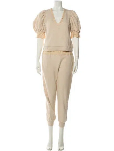Pre-owned Ulla Johnson Bow Accents Pant Set In Neutral