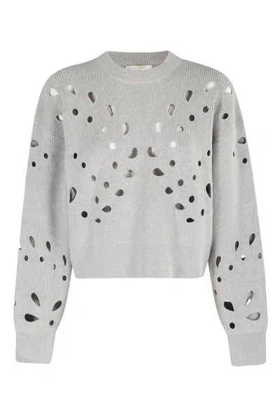 Ulla Johnson Vanessa Cutout Pullover Sweater In Gray