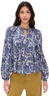 Ulla Johnson Brea Long Sleeve Blouse Ocean In Blue