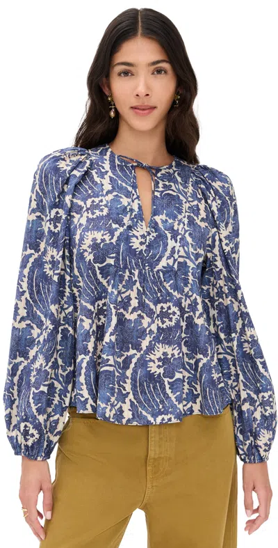 Ulla Johnson Brea Long Sleeve Blouse Ocean In Blue