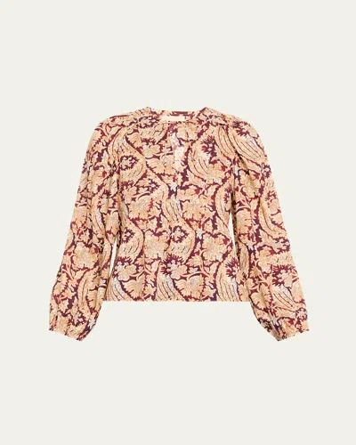 Ulla Johnson Brea Long-sleeve Blouse In Purple
