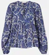 Ulla Johnson Brea Printed Cotton-blend Blouse In Blue