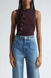 Ulla Johnson Brea Ruffled Wool Knit Top In Mahogany