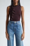 Ulla Johnson Brea Ruffled Wool Knit Top In Mahogany