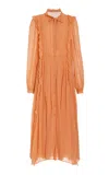 Ulla Johnson Brielle Ruffled Silk Midi Dress In Orange