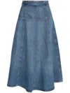 Ulla Johnson The Astrid Frayed Paneled Denim Midi Skirt In Blue