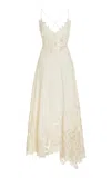 Ulla Johnson Brigitte Embroidered Linen Midi Dress In White
