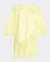 Ulla Johnson Brinna Embroidered Lace Tunic In Citron