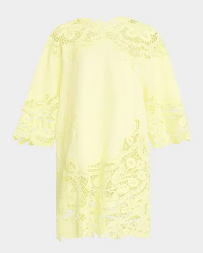 Ulla Johnson Brinna Embroidered Lace Tunic In Citron
