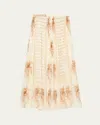 Ulla Johnson Brion Pleated Floral Silk Lace Midi Skirt In Multi