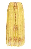 Ulla Johnson Brion Pleated Silk Skirt In Yellow