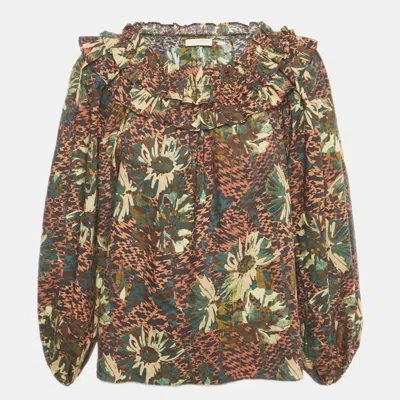 Pre-owned Ulla Johnson Brown Printed Cotton Olga Blouse M
