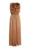 Ulla Johnson Byzantine Ruffled Silk Gown In Nude
