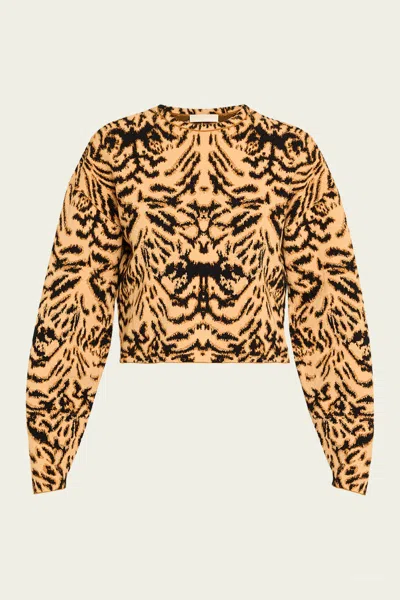 Ulla Johnson Cade Jacquard Knit Long-sleeve Pullover In Bengal