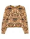 Ulla Johnson Cade Jacquard Knit Long Sleeve Pullover Bengal In Brown