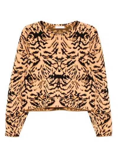 Ulla Johnson Cade Jacquard Knit Long Sleeve Pullover Bengal In Animal Print