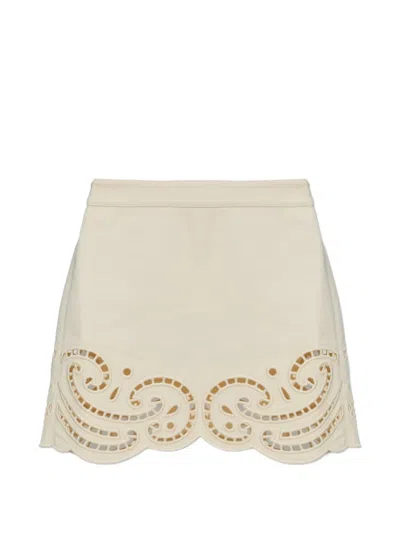 Ulla Johnson Cadiz Eyelet-embroidered Mini Skirt In Neutrals