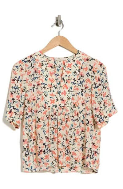 Ulla Johnson Calla Short Sleeve Silk Top In Multi