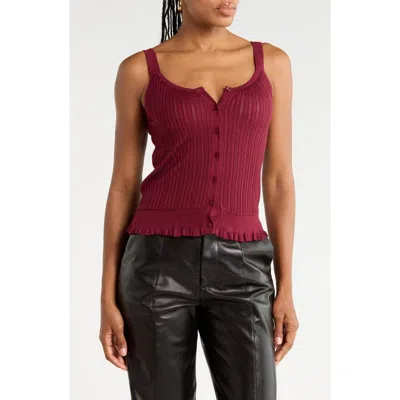 Ulla Johnson Callie Button Front Ribbed Tank In Claret