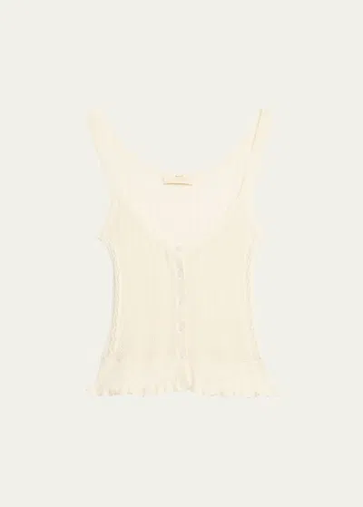 Ulla Johnson Callie Pointelle Silk And Cotton Tank Top In Alabaster