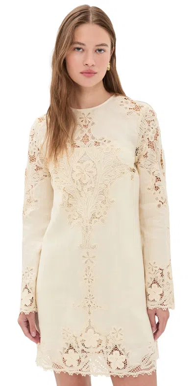 Ulla Johnson Broderie Anglaise-trimmed Linen Mini Dress In Neutral