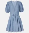 Ulla Johnson Camila Lace-trimmed Cotton Minidress In Blue