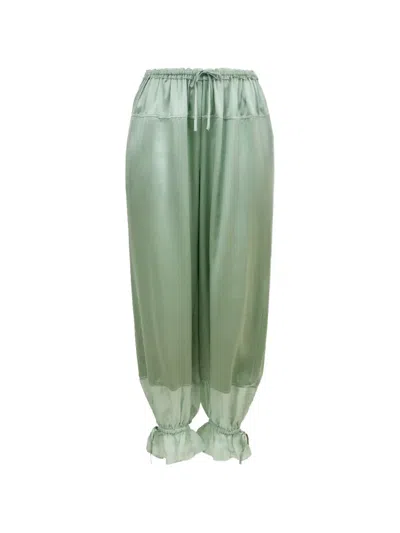 Ulla Johnson Camile Balloon-leg Silk-satin Pants In Green