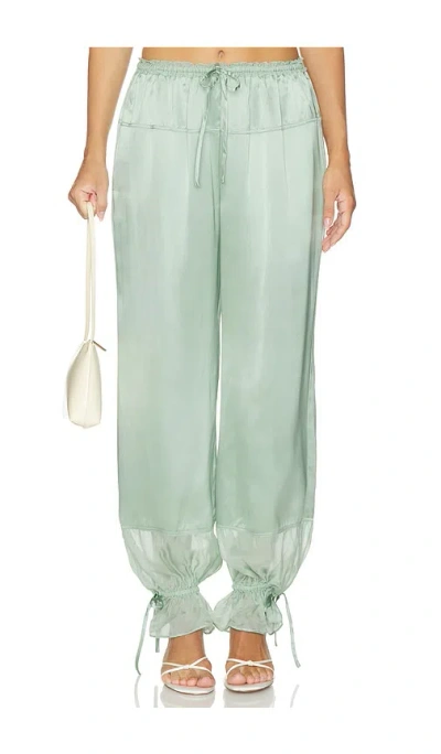 Ulla Johnson Camile Silk Cinched Pant In Green