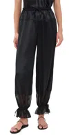 Ulla Johnson Camile Mixed Media Cinched Silk Pants In Black