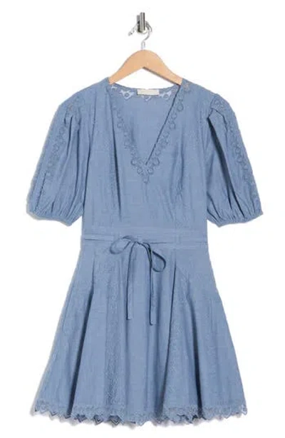 Ulla Johnson Camilla Mesh Detail Cotton Minidress In Blue
