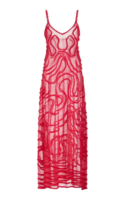 Ulla Johnson Camille Knit Lace Maxi Dress In Pink